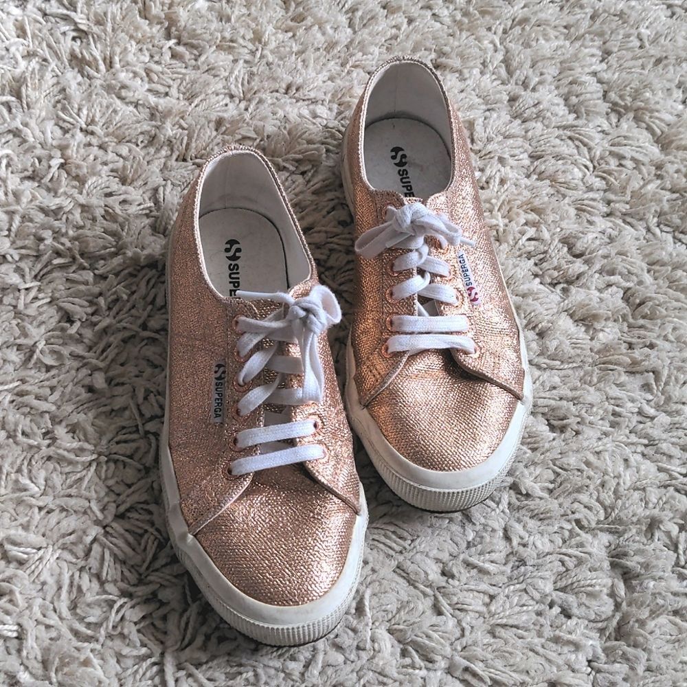 Superga Rose Gold Metallic 2750 Cometu Trainers